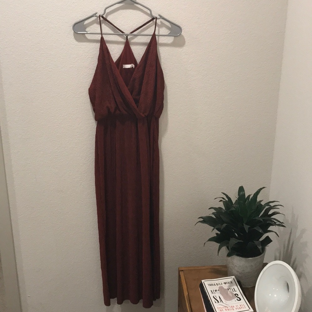 Razorback rust red midi dress